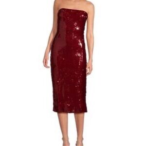 Sexy F21 Burgundy Sequin Strapless Midi Dress
New Small